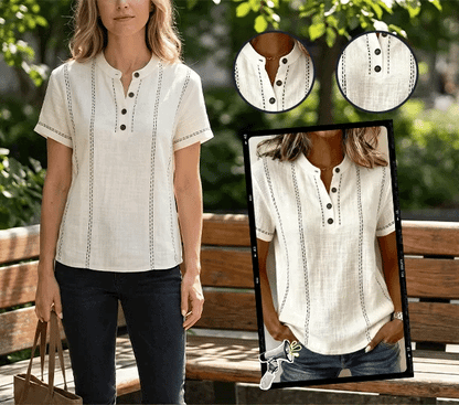 Fashion Casual Button V-Neck T-Shirt