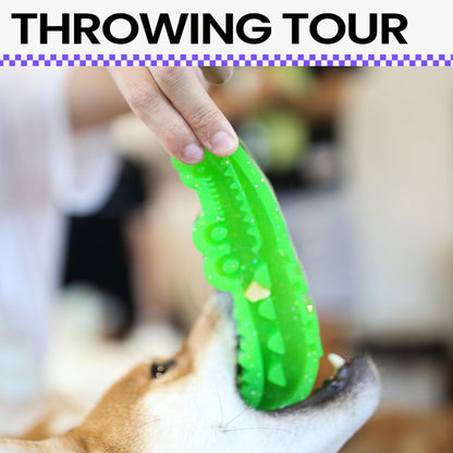 Slow-Feed Chew & Fetch Crocodile Dog Toy