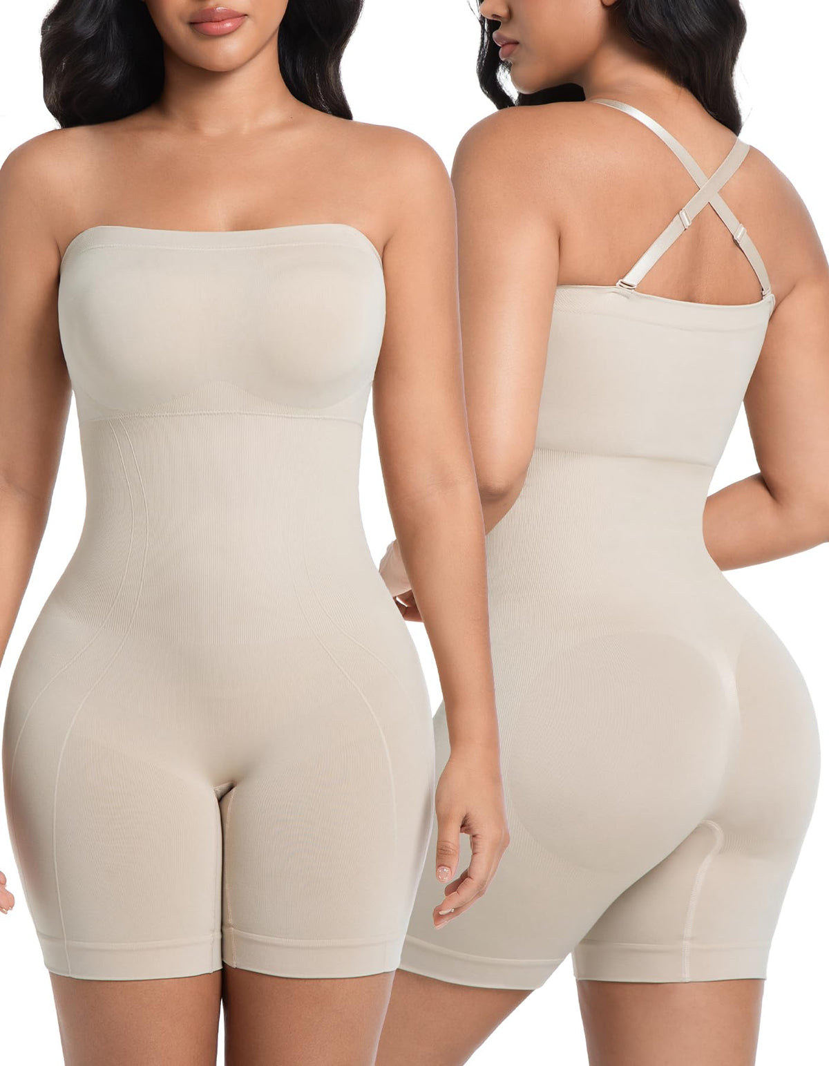 Shapewear Bodysuits Built in Bra, Tummy Control Strapless/strap