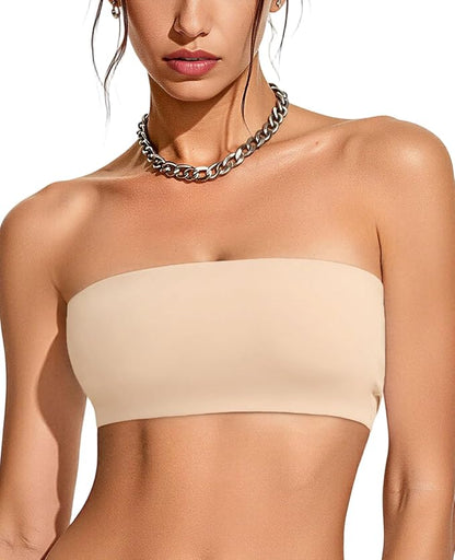 Upushall Strapless Bandeau Bras for Women Seamless Comfort Wireless Bralettes Non-Padded Tube Bra