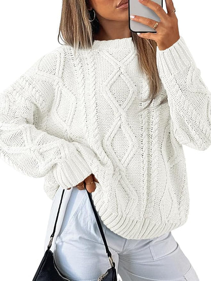 Trendy Queen Women's Oversized Cable Knit Sweaters 2026 Fall Outfit