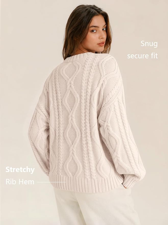Trendy Queen Women's Oversized Cable Knit Sweaters 2026 Fall Outfit