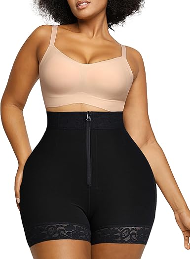 Tummy Control Fajas Colombianas Moldeadoras Butt Lifting Shapewear Shorts For Women With Zip Closure