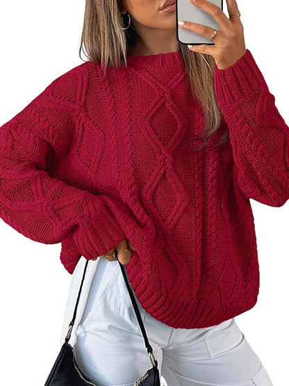 Trendy Queen Women's Oversized Cable Knit Sweaters 2026 Fall Outfit