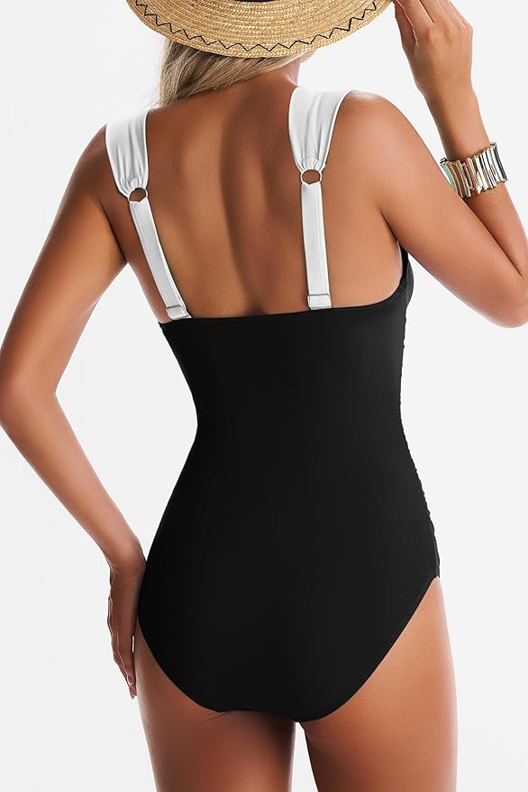 Womens One Piece Swimsuits Tummy Control Bathing Suits Modest Full Coverage Swimsuit Wide Straps Swimwear