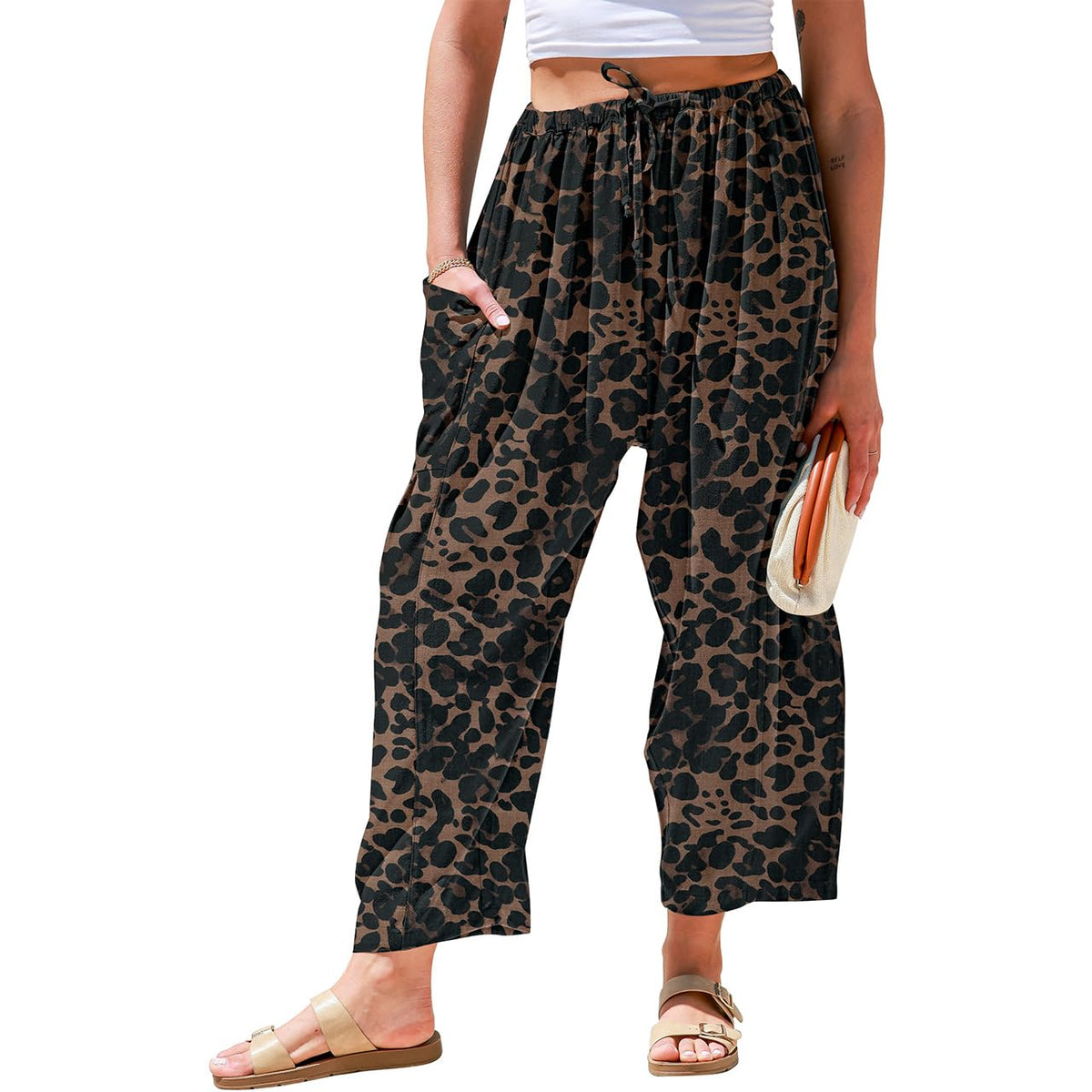 Womens Linen Wide Leg Pants Casual Loose Palazzo Harem Pants