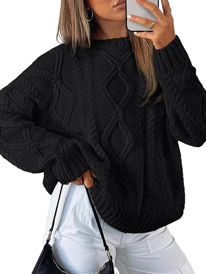 Trendy Queen Women's Oversized Cable Knit Sweaters 2026 Fall Outfit