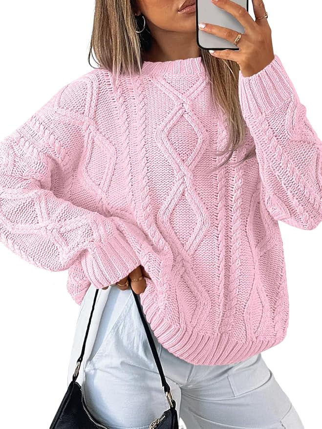 Trendy Queen Women's Oversized Cable Knit Sweaters 2026 Fall Outfit