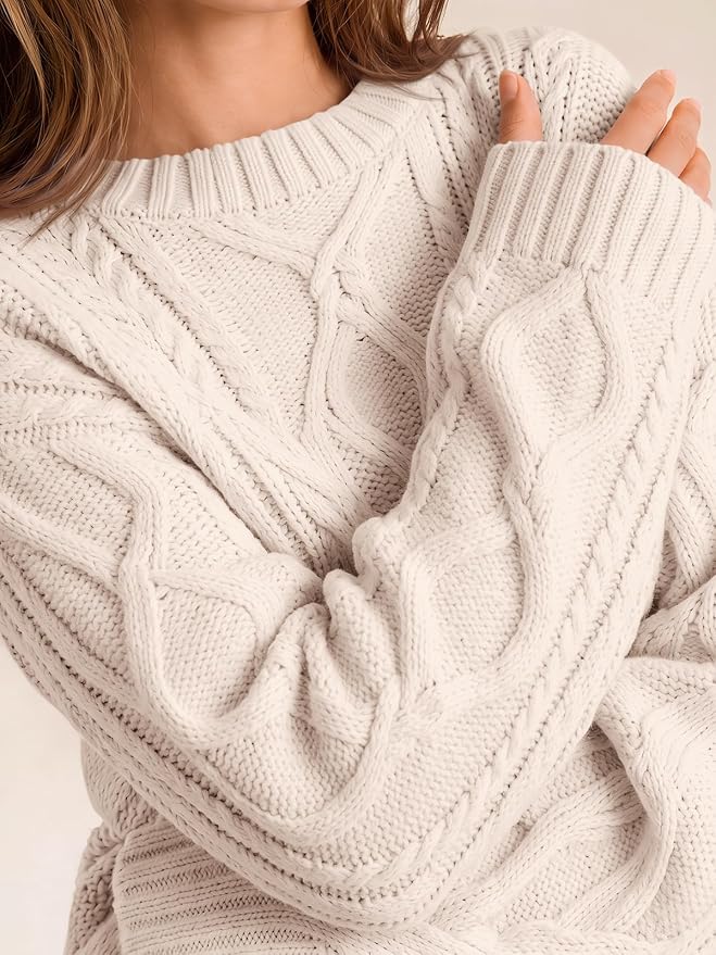 Trendy Queen Women's Oversized Cable Knit Sweaters 2026 Fall Outfit