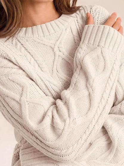 Trendy Queen Women's Oversized Cable Knit Sweaters 2026 Fall Outfit