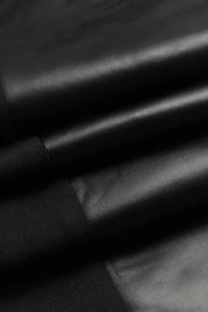 FAUX LEATHER PANTS WITH CONTRASTING TRIM AND ZIPPER✨