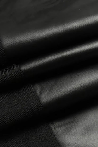 FAUX LEATHER PANTS WITH CONTRASTING TRIM AND ZIPPER✨