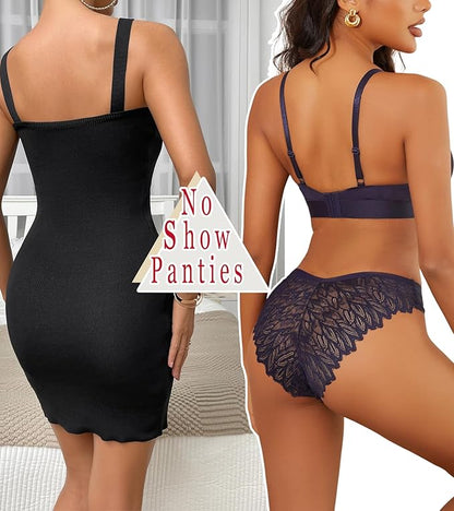 FINETOO 6 Pack Sexy Underwear for Women Silky Seamless No Show Panties Ladies Lace Bikini Lightweight Cheeky Hipster