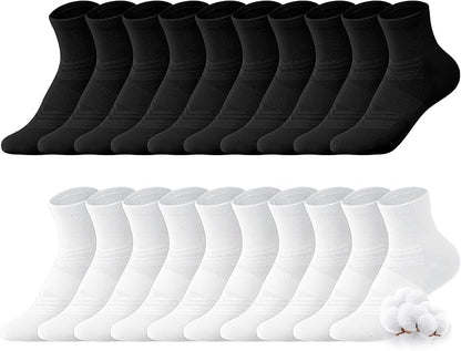 Ankle Socks for Women Cotton Casual Socks Quarter Sock Breathable, Seamless Toe 10 Pairs