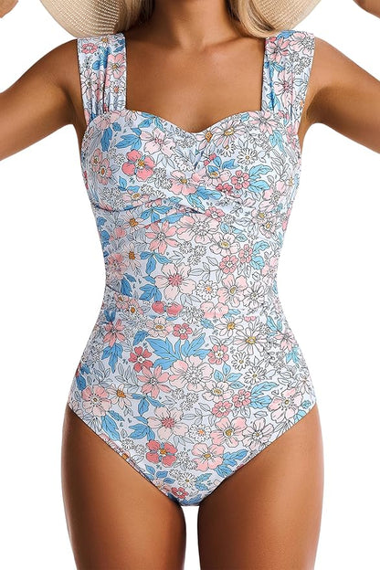 Womens One Piece Swimsuits Tummy Control Bathing Suits Modest Full Coverage Swimsuit Wide Straps Swimwear