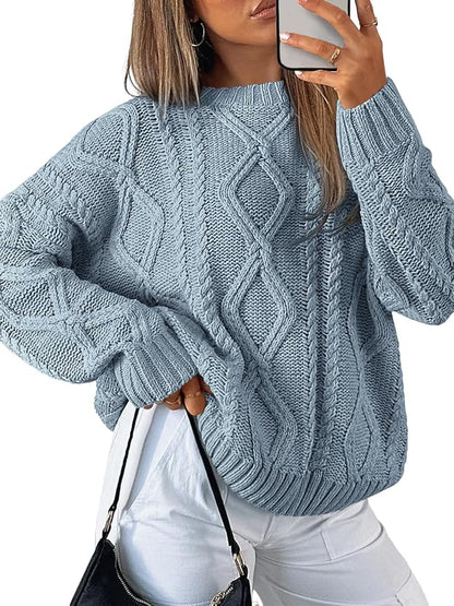 Trendy Queen Women's Oversized Cable Knit Sweaters 2026 Fall Outfit