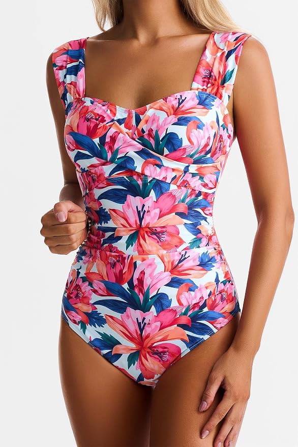 Womens One Piece Swimsuits Tummy Control Bathing Suits Modest Full Coverage Swimsuit Wide Straps Swimwear