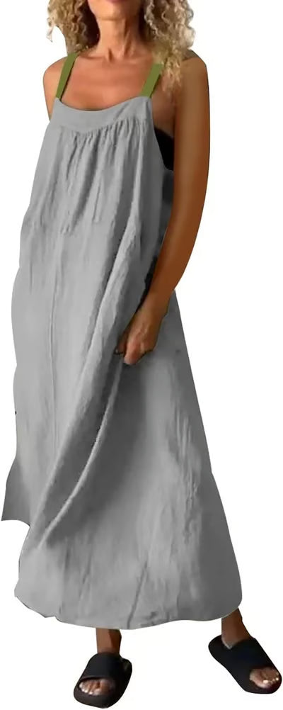 Women's Simple Cotton Linen Sling Dress🔥