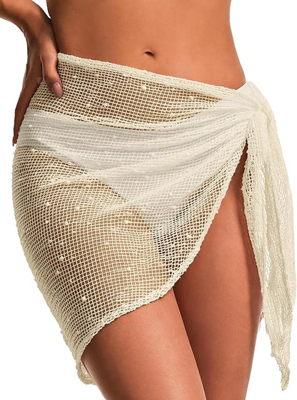 Coverups for Women, Sequin Sheer Crochet Beach Cover Up, Sexy Wrap Skirt Bikini Swimsuit Cover Up for Vacation