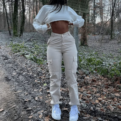 Curve Hugging High Waist Cargo Jeans