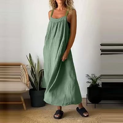 Women's Simple Cotton Linen Sling Dress🔥
