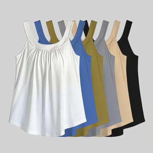 Solid Color Pleated Tank Top