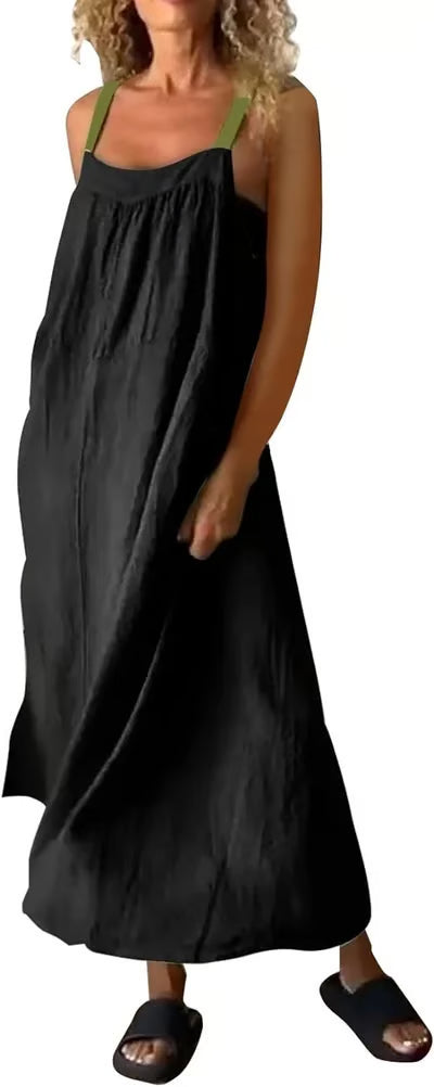 Women's Simple Cotton Linen Sling Dress🔥