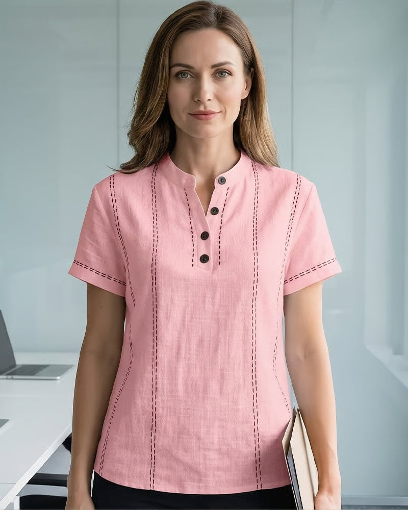 Fashion Casual Button V-Neck T-Shirt