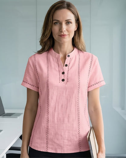 Fashion Casual Button V-Neck T-Shirt