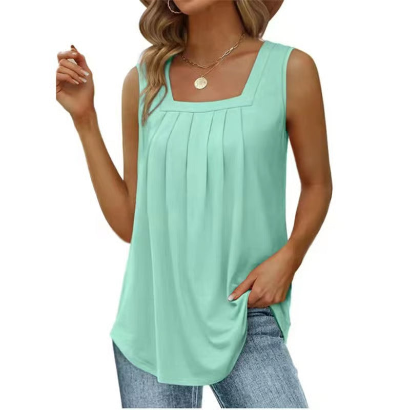 ✨✨Womens Cute Tank Tops Loose Fit Causal Summer U Neck Sleeveless Soft Womenswear👚