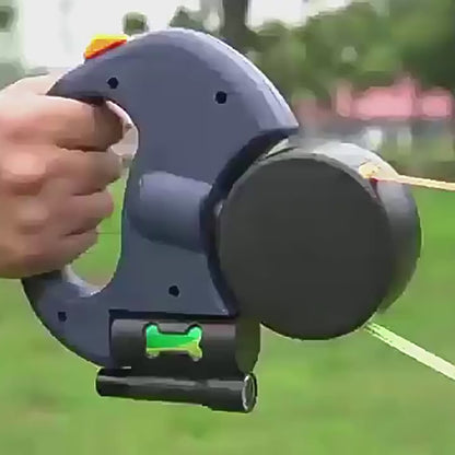 Dual Dog Leash with Tangle-Free Swivel & LED Light