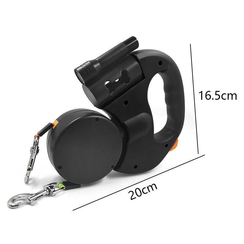 Dual Dog Leash with Tangle-Free Swivel & LED Light