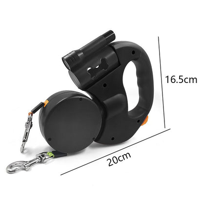 Dual Dog Leash with Tangle-Free Swivel & LED Light