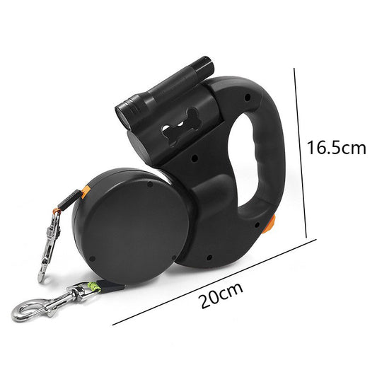 Dual Dog Leash with Tangle-Free Swivel & LED Light
